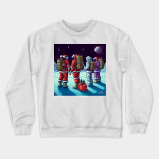 Santa Claus Astronauts at Christmas in Space Crewneck Sweatshirt